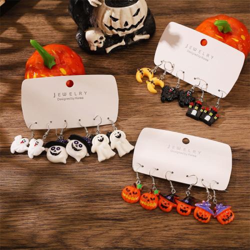 Tibetan Style Drop Earring, with Resin, gold color plated, Halloween Design, more colors for choice, Sold By PC