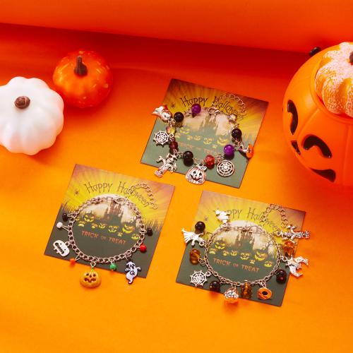 Halloween Armband, Zinklegierung, mit Glas, goldfarben plattiert, Design für Halloween, keine, verkauft von PC