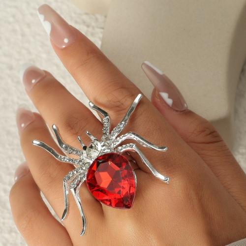 Tibetan Style Open Finger Ring, gold color plated, Halloween Design & with rhinestone, more colors for choice, 18mm, Sold By PC