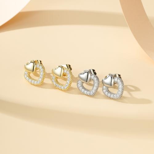 Cubic Zirconia Micro Pave Brass Earring, plated, fashion jewelry & micro pave cubic zirconia, more colors for choice, nickel, lead & cadmium free, 70x50x10mm, Sold By Pair