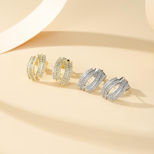 Cubic Zirconia Micro Pave Brass Earring, plated, fashion jewelry & micro pave cubic zirconia, more colors for choice, nickel, lead & cadmium free, 70x50x10mm, Sold By Pair