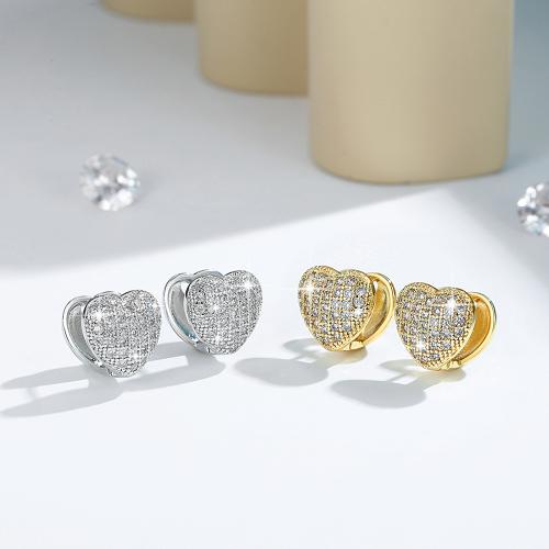 Cubic Zirconia Micro Pave Brass Earring, plated, fashion jewelry & micro pave cubic zirconia, more colors for choice, nickel, lead & cadmium free, Sold By Pair