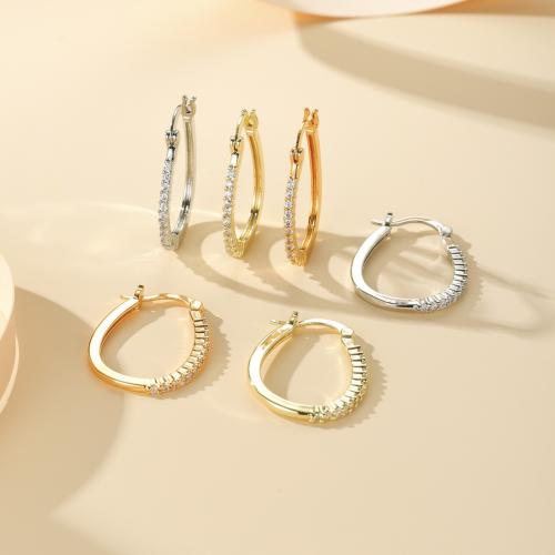 Cubic Zirconia Micro Pave Brass Earring, plated, fashion jewelry & micro pave cubic zirconia, more colors for choice, nickel, lead & cadmium free, Sold By Pair