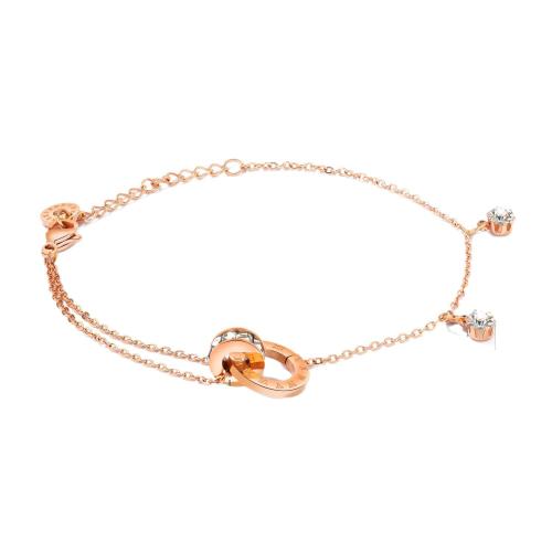 Stainless Steel Jewelry Bracelet, 304 Stainless Steel, with Cubic Zirconia, rose gold color plated, Double Layer & fashion jewelry & for woman, Sold By PC