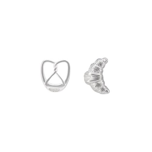 Pendientes asimétricos, metal, chapado, Joyería, plateado, libre de níquel, plomo & cadmio, 13x8.50mm, Vendido por Par