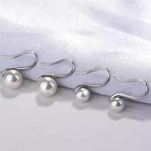 Brass Drop Earring, with Plastic Pearl, plated, fashion jewelry, more colors for choice, nickel, lead & cadmium free, Sold By Pair