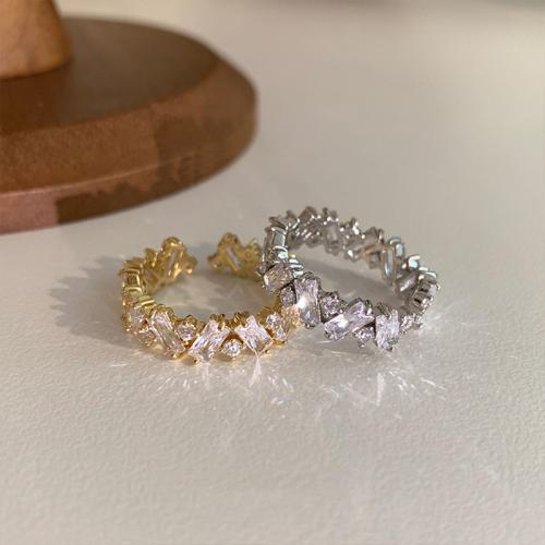 Cubic Zircon Brass Finger Ring, plated, fashion jewelry & with cubic zirconia, more colors for choice, 16x14x4mm, Sold By PC