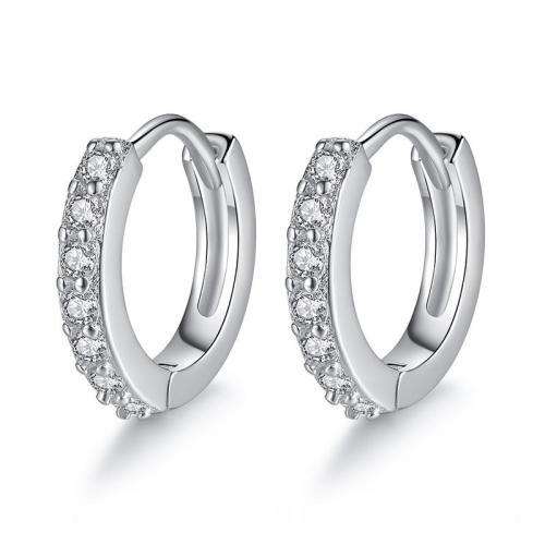 Brass Huggie Hoop Earring, plated, fashion jewelry & with rhinestone, more colors for choice, Sold By Pair