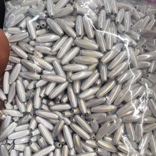Volltonfarbe Acryl Perlen, DIY, Silberfarbe, 6x19mm, 500PCs/Tasche, verkauft von Tasche