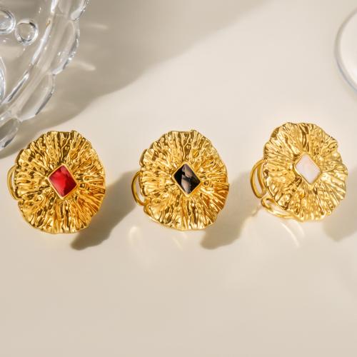 Эмаль Нержавеющая сталь палец кольцо, Нержавеющая сталь 304, Женский & эмаль & отверстие, Золотой, продается PC