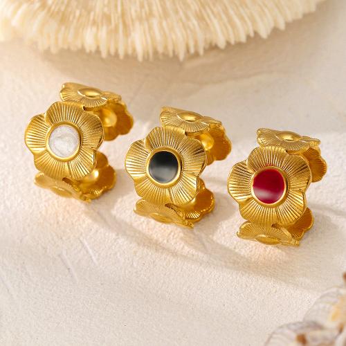 Enamel Stainless Steel Finger Ring, 304 Stainless Steel, Flower, fashion jewelry & for woman, more colors for choice, Sold By PC