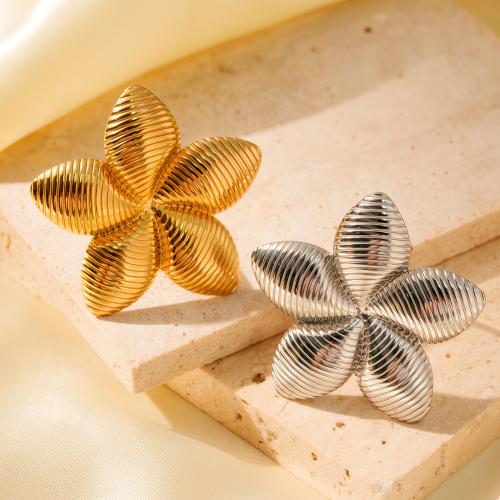 Stainless Steel Finger Ring, 304 Stainless Steel, Flower, plated, fashion jewelry & for woman, more colors for choice, Sold By PC