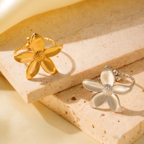 Stainless Steel Finger Ring, 304 Stainless Steel, Flower, Vacuum Plating, fashion jewelry & for woman, more colors for choice, Sold By PC