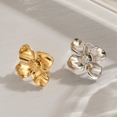 Stainless Steel Finger Ring, 304 Stainless Steel, Flower, plated, fashion jewelry & for woman, more colors for choice, Sold By PC