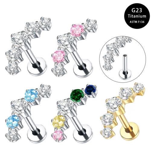 Aleación de titanio pendiente de perforación, con metal, chapado, unisexo & diverso tamaño para la opción & micro arcilla de zirconia cúbica, más colores para la opción, Vendido por UD