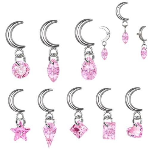 304 Stainless Steel with Brass, polished, DIY & different styles for choice & with cubic zirconia, finding thread diameter 0.9mm, Sold By PC