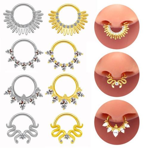 Aleación de titanio Joyería de Piercing para náriz, chapado, unisexo & diferentes estilos para la opción & micro arcilla de zirconia cúbica, 1.20x8mm, Vendido por UD