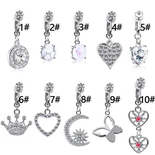 Aleación de titanio anillo de vientre, chapado, unisexo & diferentes estilos para la opción & micro arcilla de zirconia cúbica, belly ring length 30-50mm, Vendido por UD