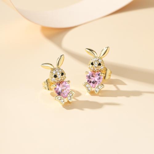 Cubic Zirconia Micro Pave Brass Earring, plated, fashion jewelry & micro pave cubic zirconia, more colors for choice, nickel, lead & cadmium free, Sold By Pair