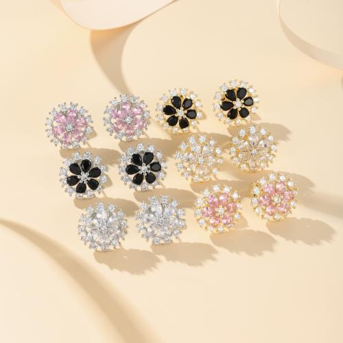 Cubic Zirconia Micro Pave Brass Earring, plated, fashion jewelry & micro pave cubic zirconia, more colors for choice, nickel, lead & cadmium free, Sold By Pair