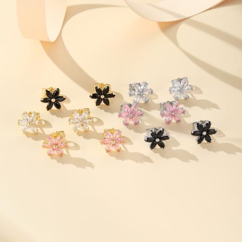 Cubic Zirconia Micro Pave Brass Earring, plated, fashion jewelry & micro pave cubic zirconia, more colors for choice, nickel, lead & cadmium free, Sold By Pair