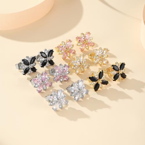 Cubic Zirconia Micro Pave Brass Earring, plated, fashion jewelry & micro pave cubic zirconia, more colors for choice, nickel, lead & cadmium free, Sold By Pair