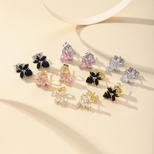 Cubic Zirconia Micro Pave Brass Earring, plated, fashion jewelry & micro pave cubic zirconia, more colors for choice, nickel, lead & cadmium free, Sold By Pair