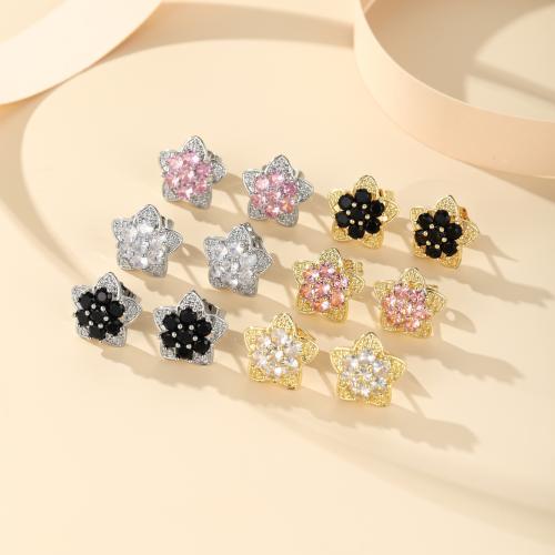 Cubic Zirconia Micro Pave Brass Earring, plated, fashion jewelry & micro pave cubic zirconia, more colors for choice, nickel, lead & cadmium free, Sold By Pair