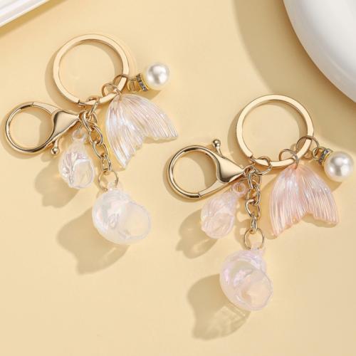 Bag Purse Charms Keyrings Keychains, Tibetan Style, with ABS Plastic Pearl & Resin, gold color plated, fashion jewelry, more colors for choice, Sold By PC