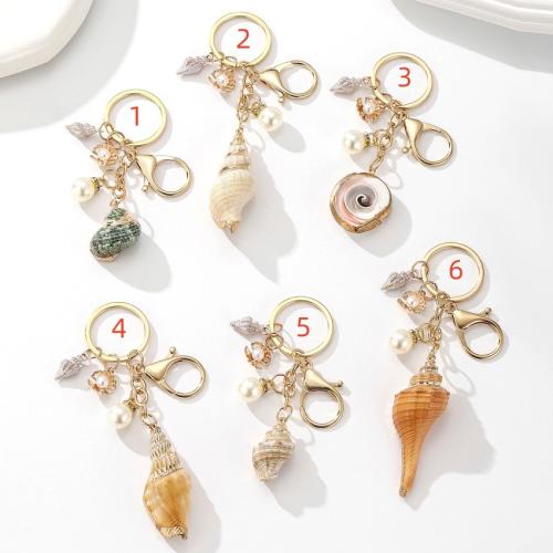 Bag Purse Charms Keyrings Keychains, Tibetan Style, with Shell, gold color plated, fashion jewelry, more colors for choice, Sold By PC