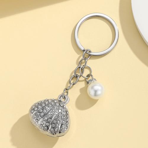 Porte-clés, alliage de zinc, avec Plastique ABS perle, Placage de couleur d'or, bijoux de mode & avec strass, plus de couleurs à choisir, Vendu par PC