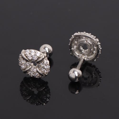 aleación de zinc Arito, chapado en color dorado, Joyería & micro arcilla de zirconia cúbica, plateado, Vendido por UD
