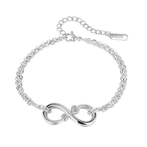 Stainless Steel Jewelry Bracelet, 304 Stainless Steel, polished, micro pave cubic zirconia & for woman & hollow, original color, Sold By PC
