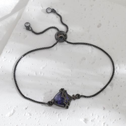 Brass Bracelet & Bangle, with Cubic Zirconia, plated, Halloween Design & fashion jewelry & for woman, plumbum black, Sold By PC