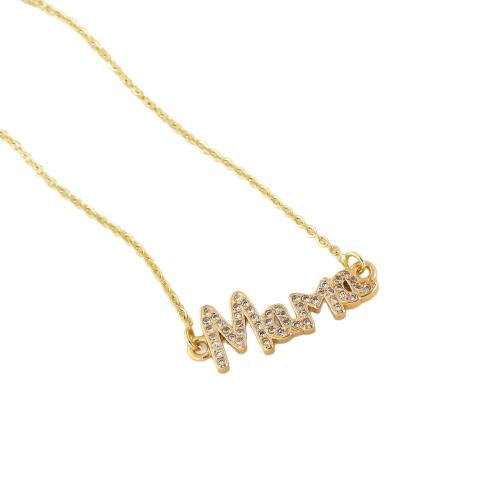 Cubic Zircon Micro Pave Brass Necklace, gold color plated, fashion jewelry & micro pave cubic zirconia & for woman, Sold By PC
