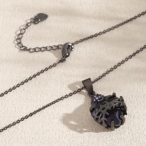 Cubic Zircon Micro Pave Brass Necklace, plated, Unisex & different styles for choice & micro pave cubic zirconia, plumbum black, Sold By PC