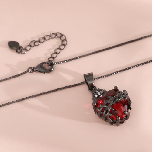 Brass Necklace, with Cubic Zirconia, plated, fashion jewelry & Unisex & different styles for choice, plumbum black, Sold By PC