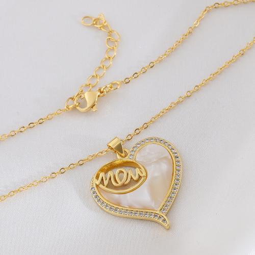 Cubic Zircon Micro Pave Brass Necklace, with Shell, gold color plated, different styles for choice & micro pave cubic zirconia & for woman & hollow, Sold By PC