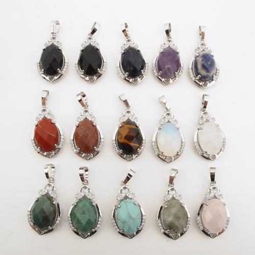 Bijoux Pendentifs en pierres gemmes, laiton, avec pierre gemme, Placage de couleur platine, DIY & différents matériaux pour le choix & avec strass, 39x18x10mm, Vendu par PC