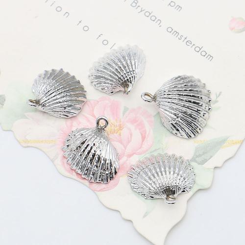 Shell Pendants, with Iron, silver color plated, DIY, mixed colors, 17x17mm-19x20mm, Sold By PC
