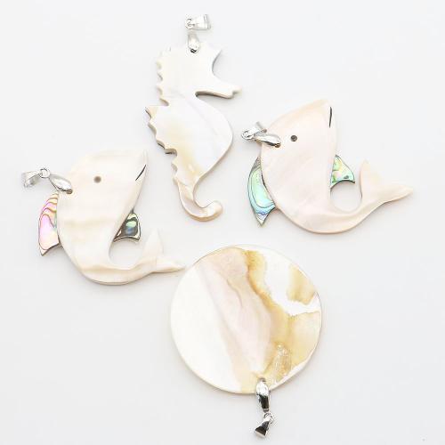 Shell Pendants, with Iron, Animal, silver color plated, DIY, more colors for choice, 54x67mm, Sold By PC