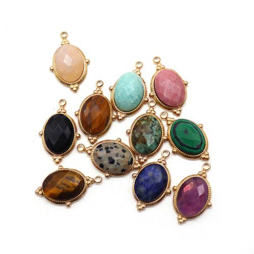 Gemstone Pendants Jewelry, Brass, with Natural Stone, gold color plated, DIY, more colors for choice, nickel, lead & cadmium free, 15x24mm, Sold By PC