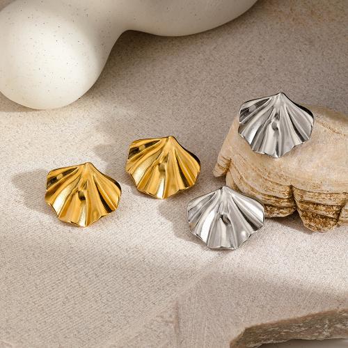Stainless Steel Stud Earrings, 304 Stainless Steel, Leaf, plated, fashion jewelry & for woman, more colors for choice, Sold By Pair