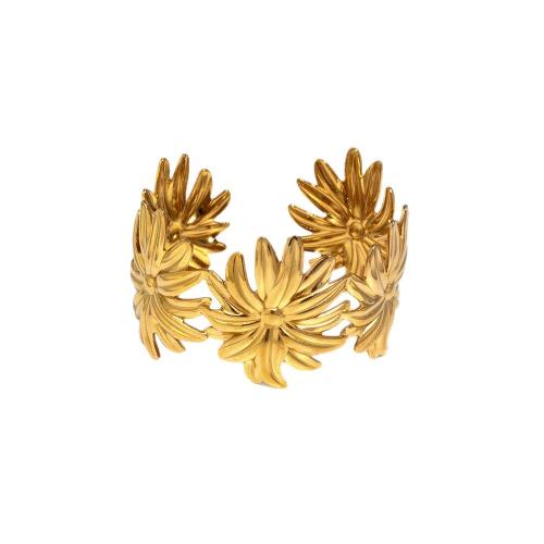 304 Edelstahl Armreif, Chrysamthemum, plattiert, Modeschmuck & für Frau & hohl, keine, verkauft von PC