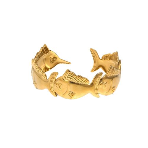 304 Stainless Steel Cuff Bangle, Fish, plated, fashion jewelry & for woman, more colors for choice, Sold By PC