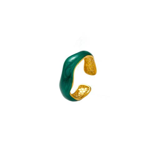 Enamel Stainless Steel Finger Ring, 304 Stainless Steel, Vacuum Plating, fashion jewelry & for woman, more colors for choice, Sold By PC