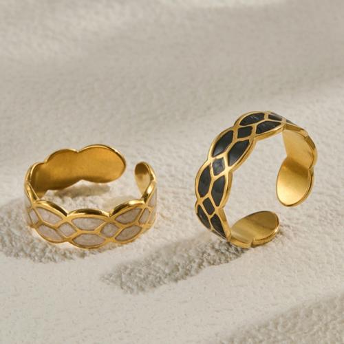 Enamel Stainless Steel Finger Ring, 304 Stainless Steel, real gold plated, fashion jewelry & for woman, more colors for choice, Sold By PC