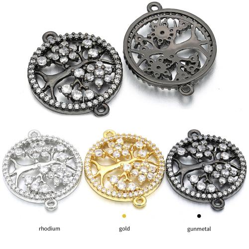 Cubic Zirconia Micro Pave Brass Connector, Tree, plated, DIY & micro pave cubic zirconia, more colors for choice, 26x21mm, Hole:Approx 1.5mm, Sold By PC