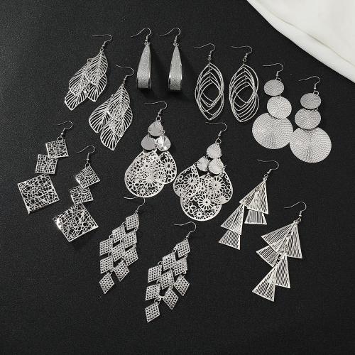 Tibetan Style Drop Earring, platinum color plated, different styles for choice & for woman & hollow, earring length 100-120mm, Sold By Pair