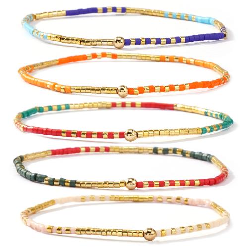 Glass Beads Bracelet, Tibetan Style, with Seedbead, gold color plated, fashion jewelry, more colors for choice, Sold By PC